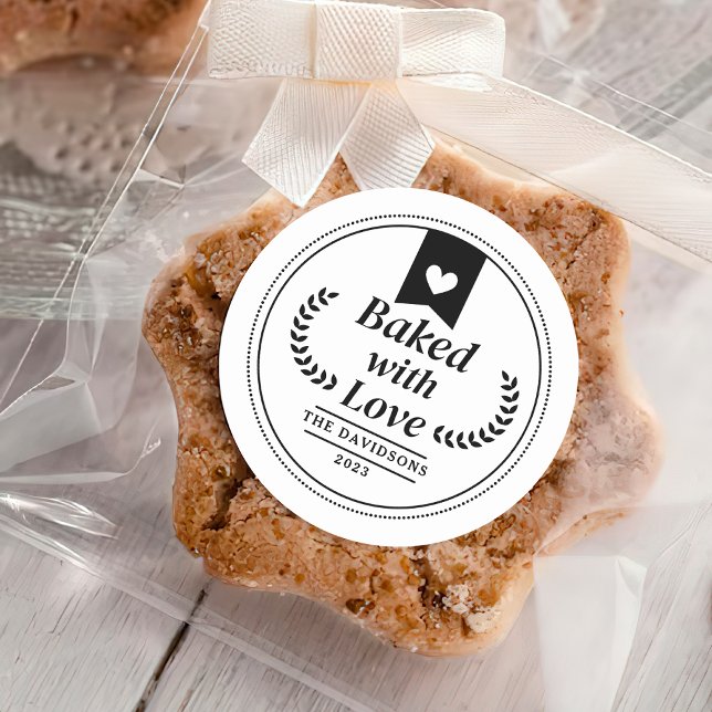 Baked With love Christmas Holiday Baking Classic Round Sticker (Creator Uploaded)