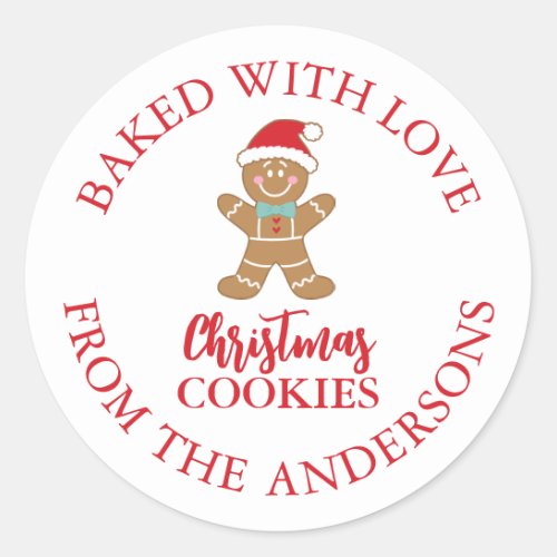 Baked With Love Christmas Holiday Gingerbread Classic Round Sticker
