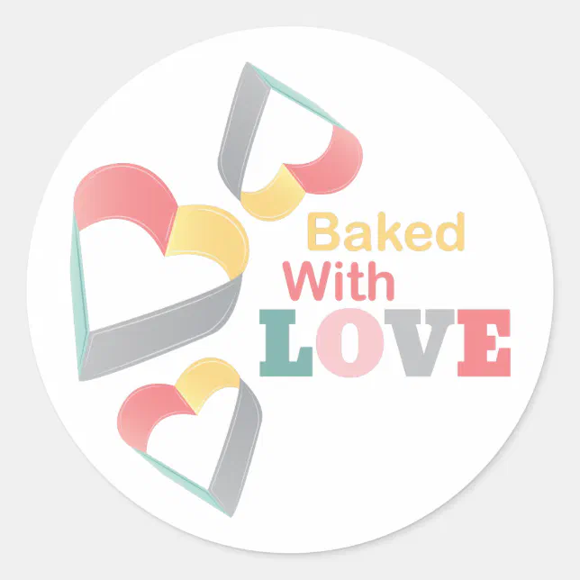 Baked With Love Classic Round Sticker | Zazzle