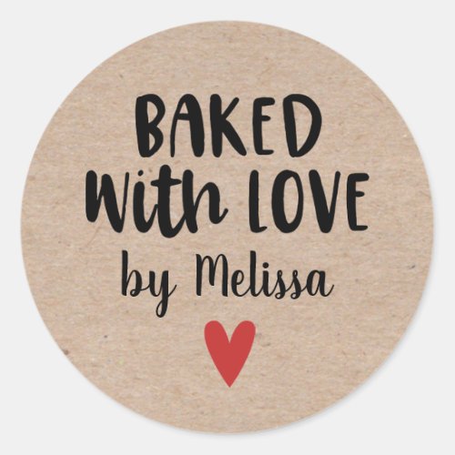 Baked with Love Classic Round Sticker
