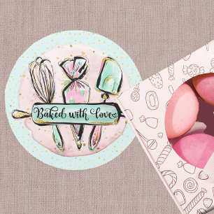 Baked With Love Classic Round Sticker