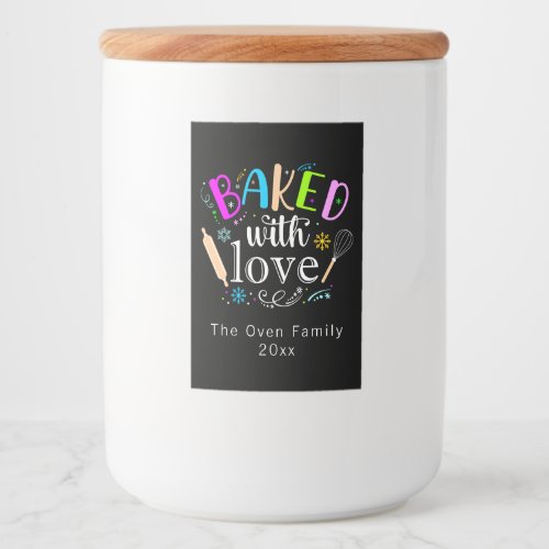 Baked with Love Colorful Holiday Modern  Food Label
