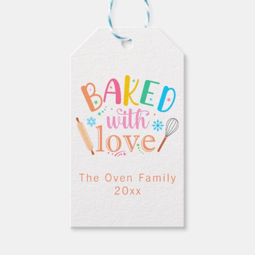 Baked with Love Colorful Holiday Modern Gift Tags