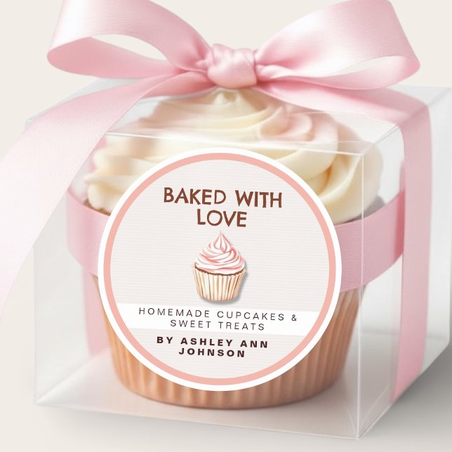 Baked With Love Cupcake Stickers Bakery Labels (Creator Uploaded)