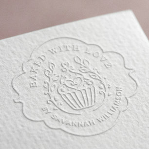 Baked With Love Elegant Bakery Cupcake Business Embosser