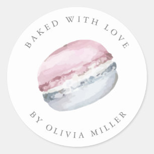 Baked With Love Elegant Pink Macarons Pastry Classic Round Sticker