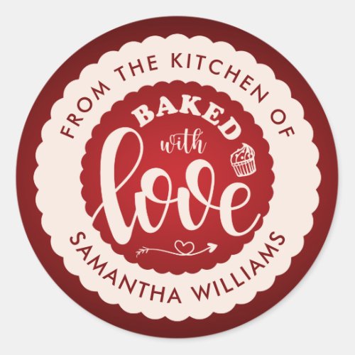 Baked with Love From the Kitchen Homemade Bakery Classic Round Sticker