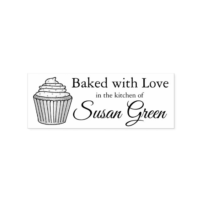 Baked with Love Frosted Cupcake Sprinkles Cake Rubber Stamp (Imprint)