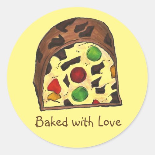 Baked with Love Fruitcake Fruit Cake Xmas Holiday Classic Round Sticker