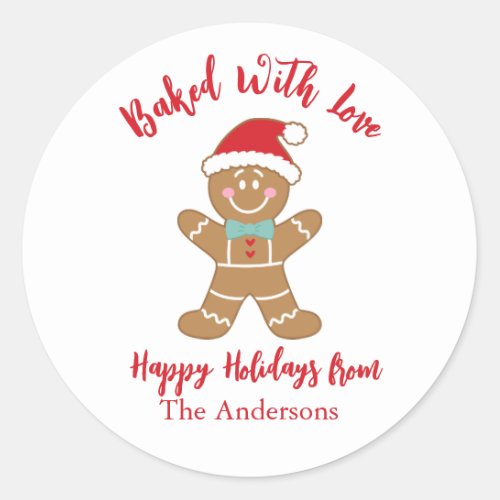 Baked With Love Gingerbread Christmas Classic Round Sticker