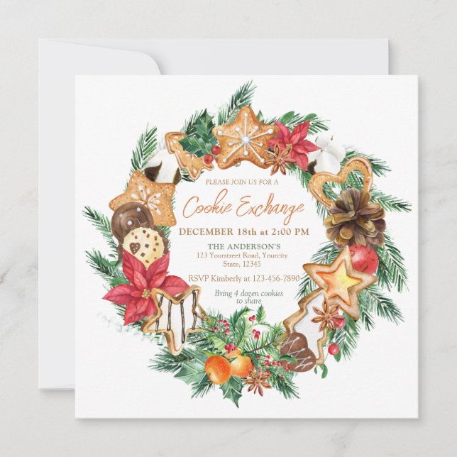 Baked with love Gingerbread Cookies exchange Invitation (Front)