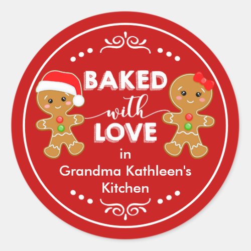 Baked with Love Gingerbread Kids Baking Classic Round Sticker