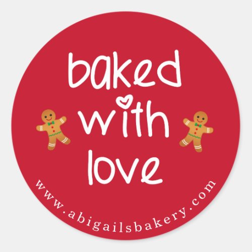Baked with Love _ Gingerbread Men _ Christmas Classic Round Sticker