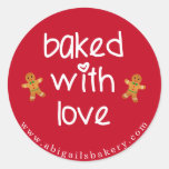 Baked with Love - Gingerbread Men - Christmas Classic Round Sticker