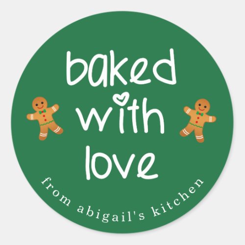 Baked with Love _ Gingerbread Men Christmas Classic Round Sticker