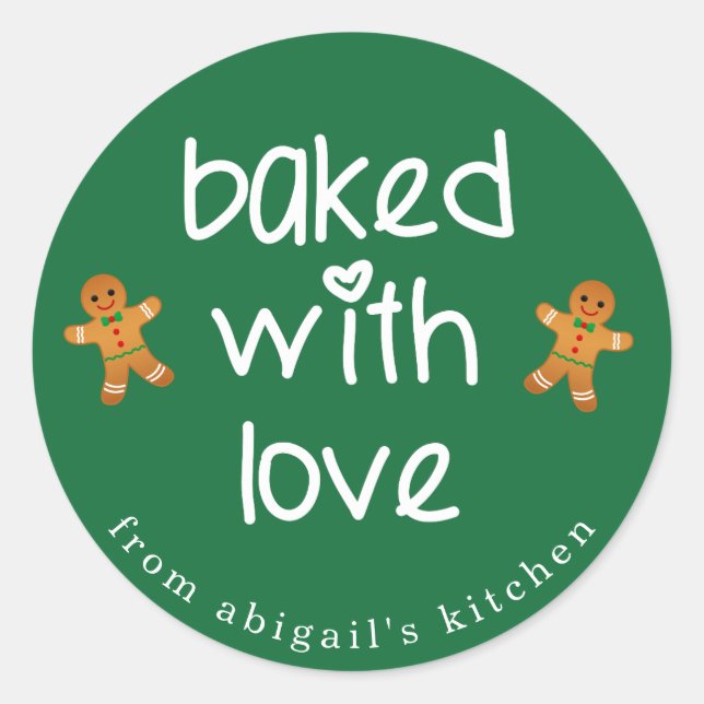 Baked with Love - Gingerbread Men Christmas Classic Round Sticker (Front)