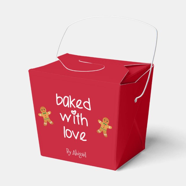 Baked with Love - Gingerbread Men - Christmas  Favor Boxes (Front Side)