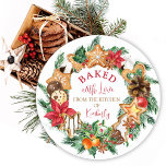 Baked with love Gingerbread wreath Christmas Classic Round Sticker<br><div class="desc">"Baked with love" gingerbread and cookies wreath personalized Christmas stickers. Decorate your handmade,  baked Christmas gifts with these custom stickers.</div>