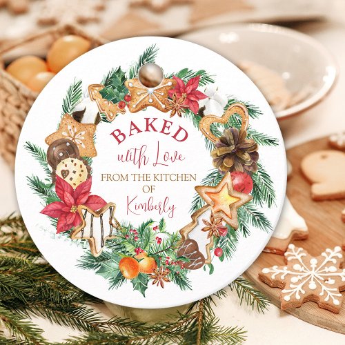 Baked with love Gingerbread wreath Christmas Favor Tags