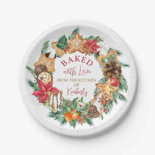 Baked with love Gingerbread wreath Christmas Paper Plates