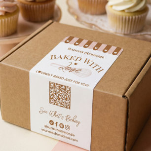 Baked With Love Hand Drawn Whisk QR Code Bakery Label