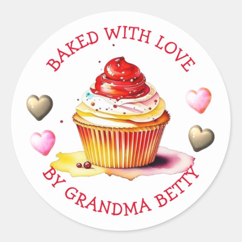 Baked with Love Handmade Chocolate Cupcake  Classic Round Sticker