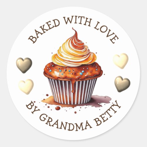 Baked with Love Handmade Chocolate Cupcakes Classic Round Sticker