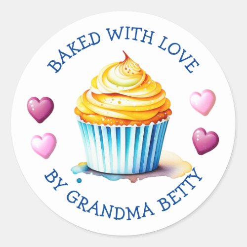Baked with Love Handmade Vanilla Cupcakes Classic Round Sticker