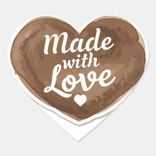 Baked With Love Heart Heart Sticker (Front)