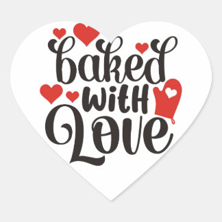 "Baked with Love" ❤ Heart Sticker