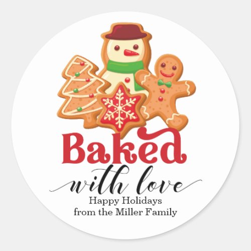 Baked with Love Holiday Cookie Gift Classic Round Sticker