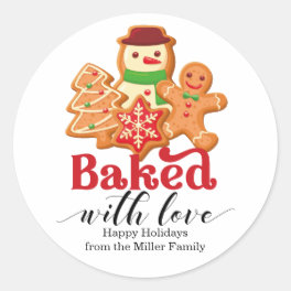 Baked with Love Holiday Cookie Gift Classic Round Sticker