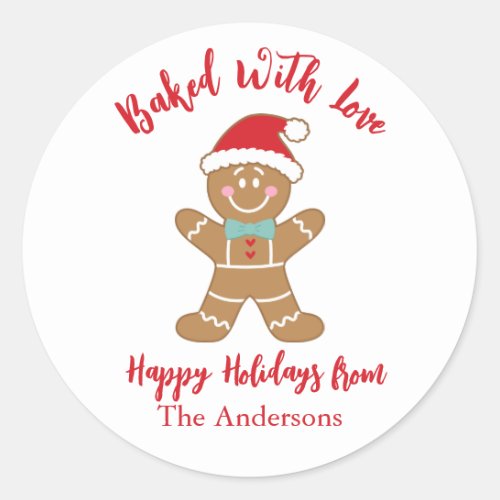 Baked With Love Holiday Gingerbread Christmas Classic Round Sticker