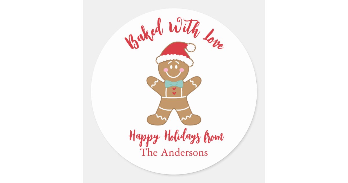 Gingerbread Christmas Baked With Love Stickers — Party Beautifully