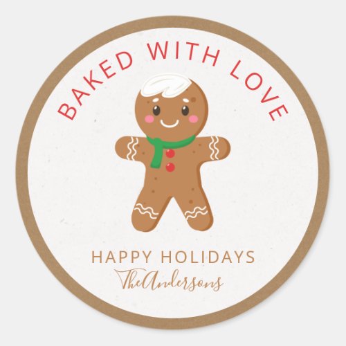 Baked With Love Holiday Gingerbread Classic Round Sticker