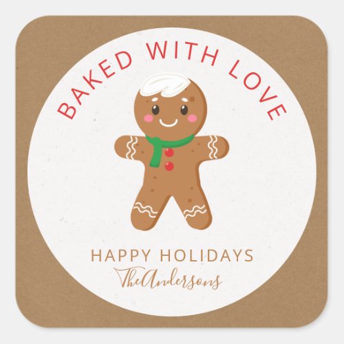 Baked With Love Holiday Gingerbread  Square Sticker