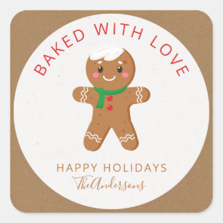 Baked With Love Holiday Gingerbread Square Sticker