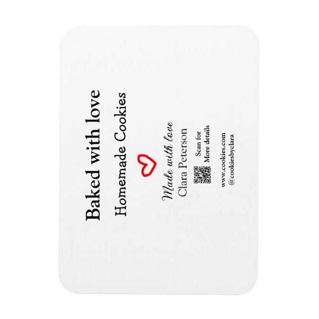 Baked with love home cookies add QR made with love Magnet (Vertical)