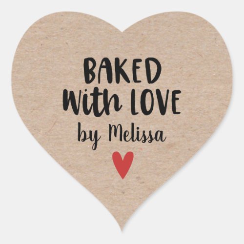 Baked with Love Homemade Kraft Heart Sticker