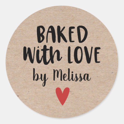 Baked with Love Homemade Kraft Sticker