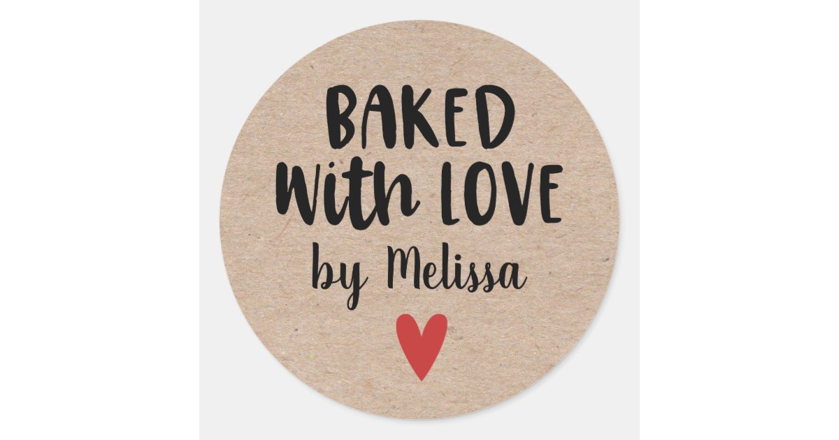 Baked with Love Homemade Kraft Sticker | Zazzle