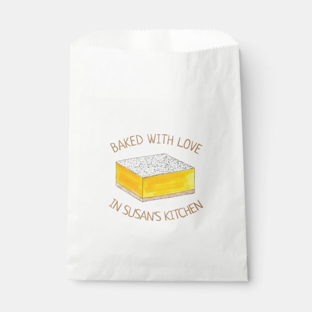 Baked With Love Homemade Lemon Bar Square Baking Favor Bag (Front)
