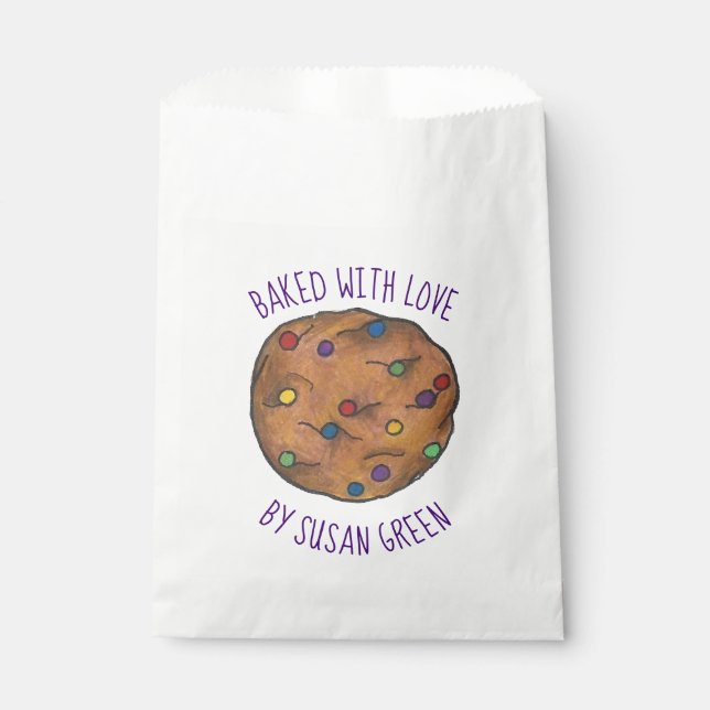 Baked with Love Homemade Rainbow Chip Cookies Favor Bag (Front)