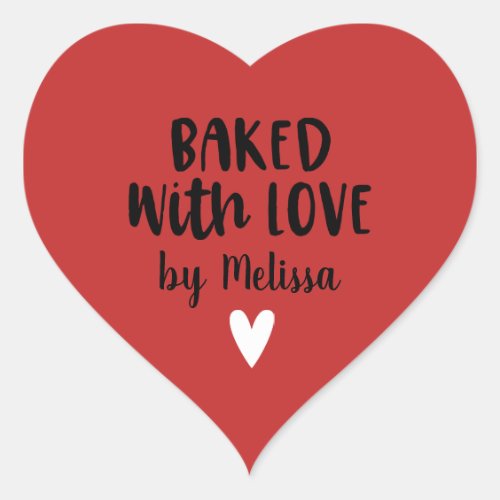 Baked with Love Homemade Red Heart Sticker