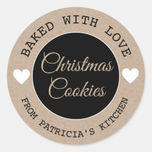 Baked With Love Kraft Paper Christmas Cookies Classic Round Sticker