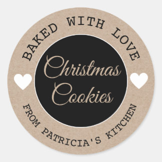 Baked With Love Kraft Paper Christmas Cookies Classic Round Sticker