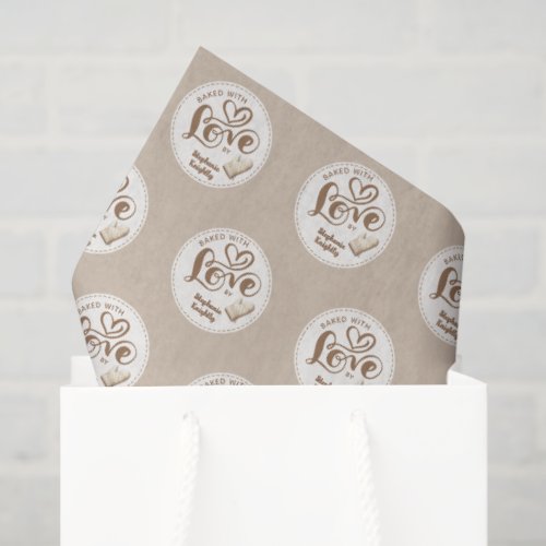 Baked With Love Neutral Beige Personalized Tissue Paper
