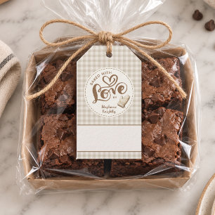 Baked with Love Neutral Gingham Personalized Gift Tags