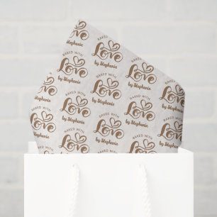 Baked With Love Neutral Script Personalized Tissue Paper