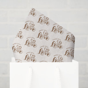 Baked With Love Neutral Script Typography Tissue Paper